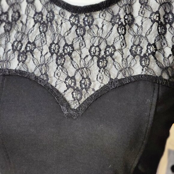 NWT- Black Lace-Trimmed Bodysuit - Picture 4 of 6